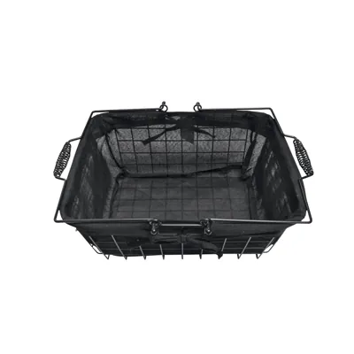Panier métal rectangulaire noir tissu noir avec 2 anses 35 x 25,6 x 15 cm - Paniers