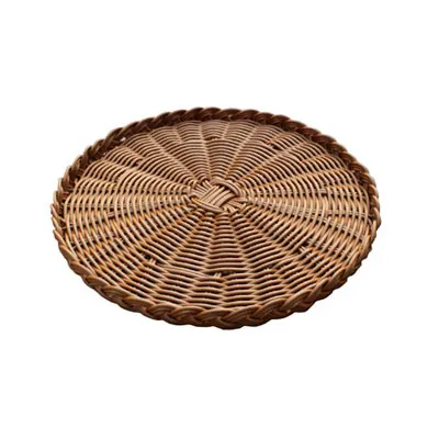 Plateau rond tressé plastique marron ø 30 x H 2 cm - Vanneries