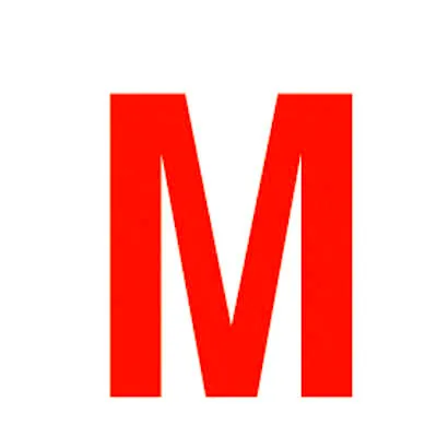 Lettre autocollante Rouge « M » H 90 mm Pickup Mono Nobel  - Lettres et chiffres adhésifs