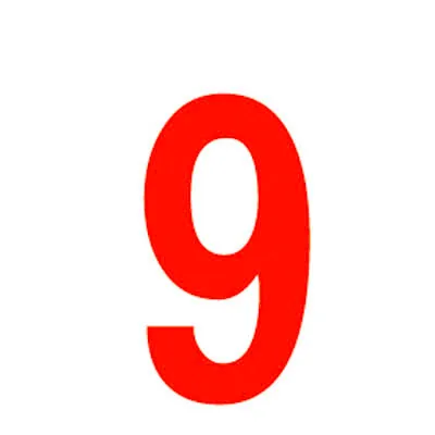 Chiffre autocollant Rouge « 9 » H 90 mm Pickup Mono Nobel - Lettres et chiffres adhésifs