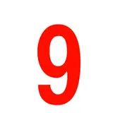Chiffre autocollant Rouge « 9 » H 90 mm Pickup Mono Nobel - Lettres et chiffres adhésifs