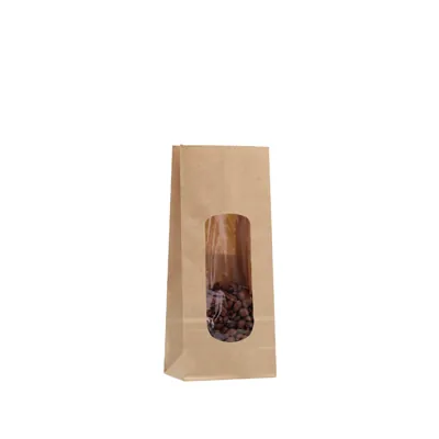 Sac SOS kraft brun avec fenêtre 250 ml 9 x 5 x 20,5 cm thermosoudable - Sachet SOS - Lot de 100 - Sacs SOS avec fenêtre
