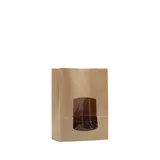 Sac SOS kraft brun avec fenêtre 650 ml 16 x 7 x 21,5 cm thermosoudable - Sachet SOS - Lot de 100 - Sacs SOS avec fenêtre