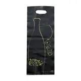 Sac 2 bouteilles plastique noir / or - 16 + 8 x H 46 cm - Paquet de 50