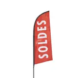 Oriflamme SOLDES 85 x 225 cm rouge/blanc - Affiches Soldes, Panneau soldes
