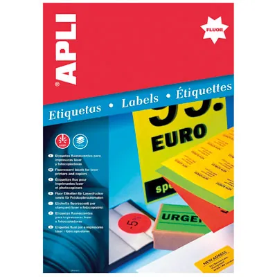 Pastille adhésive permanente Orange Fluo ø 60 mm Apli - Pastille de signalisation - Étui de 240 - Gommettes de couleur