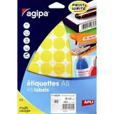 Pastille adhésive permanente Jaune ø 24 mm Agipa - Pastille de signalisation - Étui de 400 - Pastilles adhésives, Gommettes autocollantes
