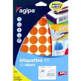 Pastille adhésive permanente Orange ø 24 mm Agipa - Pastille de signalisation - Étui de 400 - Gommettes de couleur