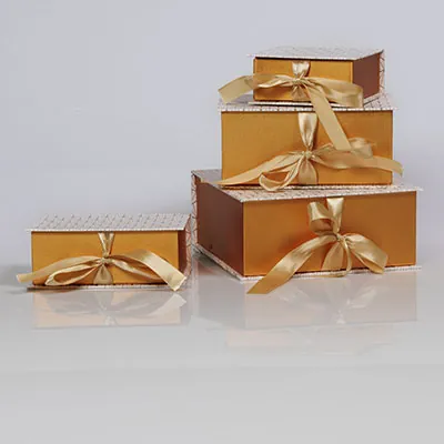 Boîtes kraft Art déco avec couvercle à rabat - blanc / cuivre - 20 x 20 x H 8,5 cm - Boites cadeaux carton pliables-5