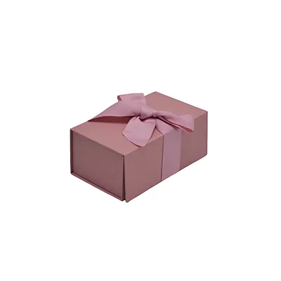 Boîte cadeau tissu avec noeud rose mat 18 x 10 x 7 cm, paquet de 5 - Boites cadeaux carton pliables
