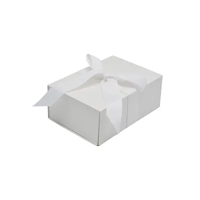 Boîte cadeau tissu avec noeud blanc mat 23 x 16 x 9 cm, paquet de 5 - Boites cadeaux carton pliables