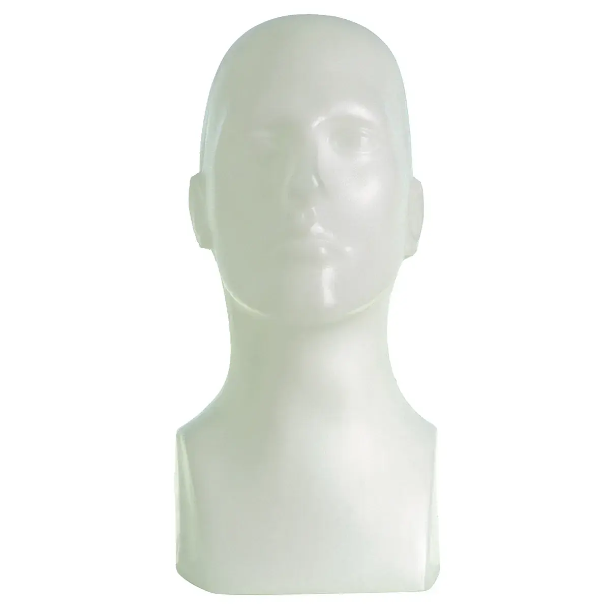 Tête mannequin homme plastique H 40 cm - Tête pour perruque, chapeau - Blanc - Têtes