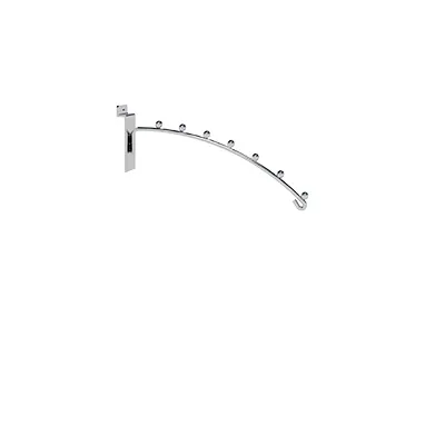 Bras incliné pour fond rainuré avec 7 boules L 25 cm métal chromé fil rond ø 6 mm - Spécial lingerie - Bras