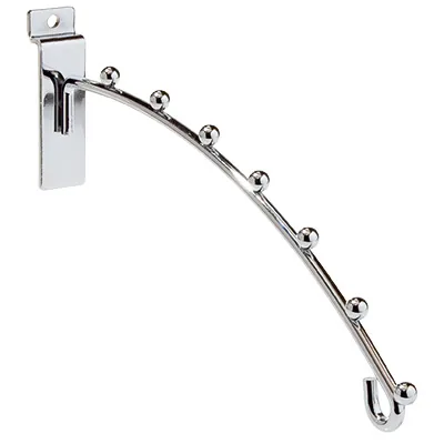 Bras incliné pour fond rainuré avec 7 boules L 25 cm métal chromé fil rond ø 6 mm - Spécial lingerie - Bras-2