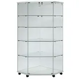Vitrine d'angle en verre trempé - L 82 x P 40 x H 180 cm - Virtine en verre