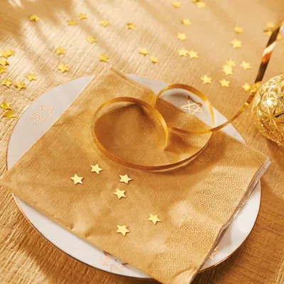 Serviette ouate 2 plis 33 x 33 cm - Serviette jetable - Serviette de table papier - Or - Paquet de 50 - Serviettes jetables, Serviettes cocktails-2