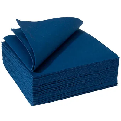 Serviette Celisoft non tissée 40 x 40 cm - Serviette jetable - Serviette de table papier - Bleu marine - Paquet de 50 - Serviettes jetables, Serviettes cocktails