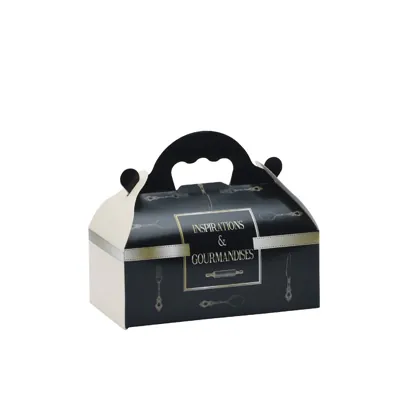 Boîte pâtissière carton avec poignée 10 x 12 x 7 cm Inspirations et gourmandises - Caissette pâtissière à poignée - Lot de 50 - Boîtes pâtissières, Caissettes pâtissières-2