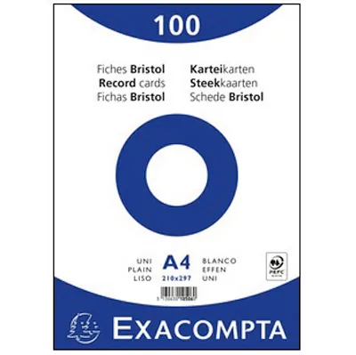 Fiche bristol 210 x 297 mm A4 unie blanche non perforée Exacompta - Paquet de 100 - Fiches Bristol-2