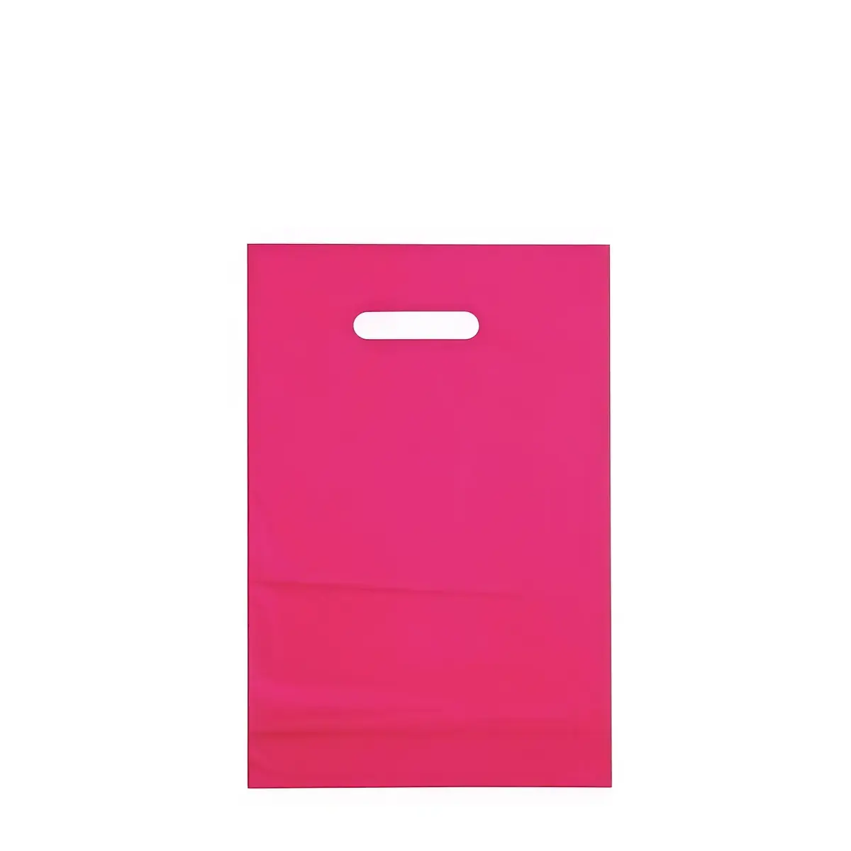 Sac plastique poignées découpées renforcées PEBD 55µ 25 x 38 x 4 cm - Rose Fuchsia - Lot de 100 - Sacs plastique unis, poignées découpées