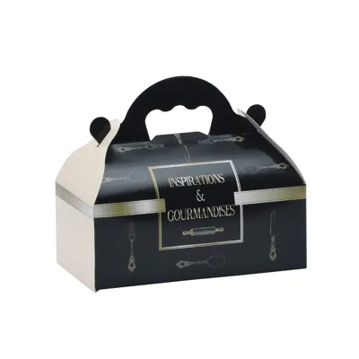 Boîte pâtissière carton avec poignée 16 x 18 x 7 cm Inspirations et gourmandises - Caissette pâtissière à poignée - Lot de 50 - Boîtes pâtissières, Caissettes pâtissières-2