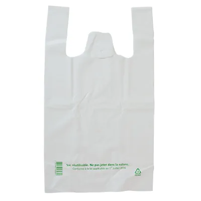 Sac bretelle plastique réutilisable blanc PEBD 10L 50μ 26 x 12 x 45 cm - Lot de 500 - Sacs plastique bretelles-3