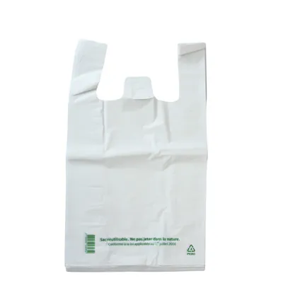 Sac bretelle plastique réutilisable blanc PEBD 14L 50μ 30 x 14 x 50 cm - Lot de 500 - Sacs plastique bretelles-2