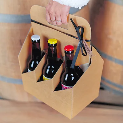 Porte-bouteilles carton kraft 6 bières Long Neck 33 cl brun 19,5 + 13 x 29 cm - paquet de 30 - Mètres de bières, Emballages pour bouteilles de bières-4