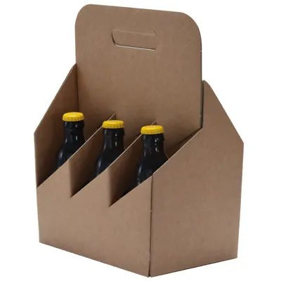 Porte-bouteilles carton kraft 6 bières Steinie 33 cl brun 22,5 + 15 x 32 cm, paquet de 30 - Mètres de bières, Emballages pour bouteilles de bières-2