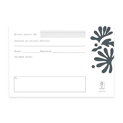 Bon cadeau fleurs et feuillages noir et blanc 17x11,5 cm avec enveloppe – Paquet de 25 - Bons cadeaux-2