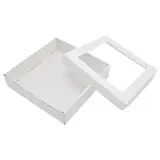 Boîte cadeau carton blanche à fenêtre avec couvercle 22,5 x 22,5 x 6 cm – Lot de 10 - Boites cloches