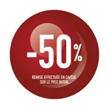 Sticker Soldes “-50%” Rouge – Pastille adhésive ø10mm - Lot de 500 - Étiquettes adhésives Soldes, Étiquettes promotionnelles