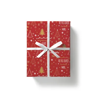 Papier cadeau Jennyfer rouge, blanc & or motifs Noël 70 cm x 50 m 60 g/m² – Le rouleau - Papier cadeaux couchés à motifs-3