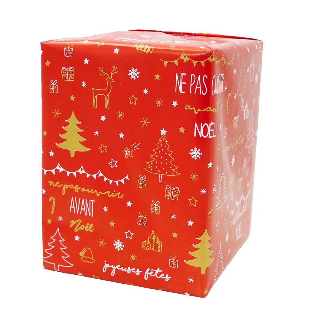 Papier cadeau Jennyfer rouge, blanc & or motifs Noël 70 cm x 50 m 60 g/m² – Le rouleau - Papier cadeaux couchés à motifs-4