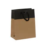 Sacs chic bicolore - Brun / Noir - 11,4 + 6,4 x H 14,6 cm - par 10 - Sacs kraft luxe