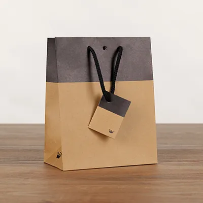 Sacs chic bicolore - Brun / Noir - 18 + 10 x H 22,7 cm - par 10 - Sacs kraft luxe-3