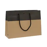 Sac kraft luxe bicolore brun / noir 33 x 11,5 x 24 cm - Lot de 10 - Sacs kraft luxe