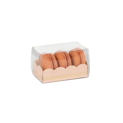 Boîte macarons Rose / Or PET 16 x 5 x 5 cm – 6 à 7 macarons - Emballage macarons - Lot de 10 - Boîtes macarons-2