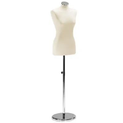 Mannequin couture femme - buste couture femme, taille 38/40, pied métal chromé rond, beige - Bustes couture, torses couture