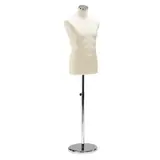 Mannequin couture homme - buste couture homme, taille 44, pied métal chromé rond, beige - Bustes mannequins hommes