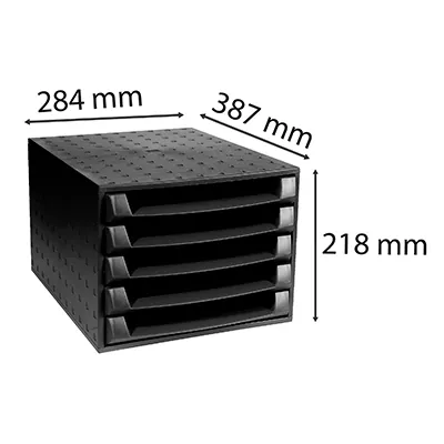 Module de classement 5 tiroirs Eco Black noir 38,7 × 28,4 × 21,8 cm - Modules de classement-3