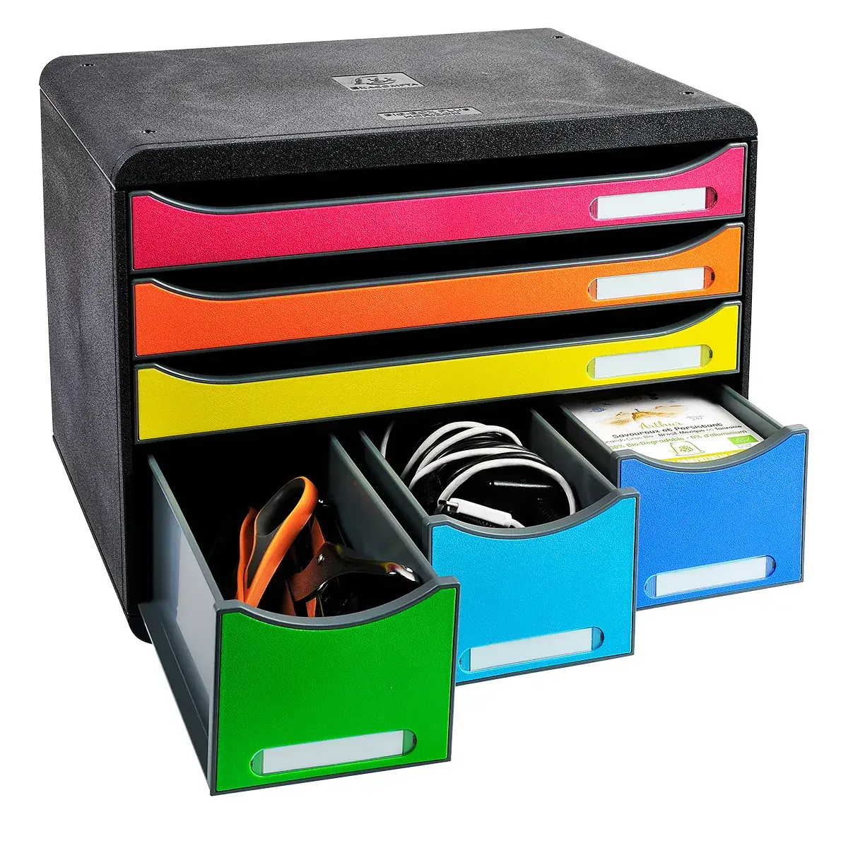 Module de classement 6 tiroirs A4+ Exacompta Store-Box Iderama Arlequin - Caisson de rangement - Corbeilles à courrier, Modules de classement-3