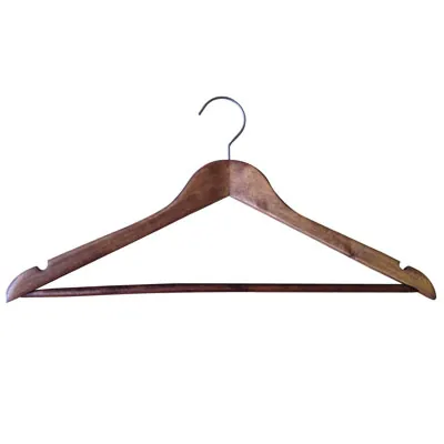 Cintre bois vintage clair avec barre et encoches 44,5 cm - Cintre chemise - Cintre costume - Lot de 3 - Cintres bois