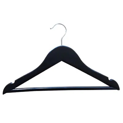 Cintre bois noir avec barre et encoches 32 cm - Cintre bébé - Cintre enfant - Lot de 6 - Cintres bois