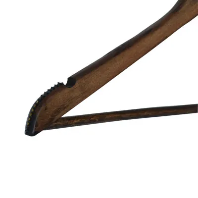 Cintre bois vintage foncé antiglisse avec barre et encoches 45 cm - Cintre chemise - Cintre costume - Lot de 3 - Cintres bois-2