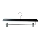 Cintre bois noir avec pinces réglables métal 40 cm - Cintre jupe - Cintre pantalon - Lot de 3 - Cintres à pinces