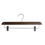 Cintre bois vintage foncé avec pinces réglables métal 40 cm - Cintre jupe - Cintre pantalon - Lot de 3 - Cintres à pinces