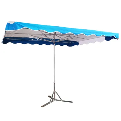 Parasol professionnel de marché - Parasol forain - Bleu clair / Blanc - 300 x 250 cm - armature alu, toile + housse - Parasols de marché, Parasols forains