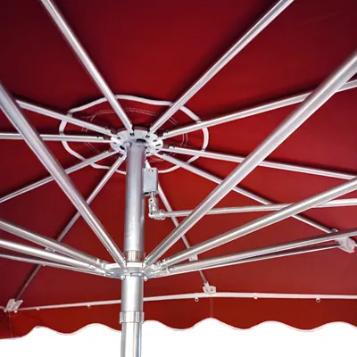 Parasol professionnel de marché télescopique - Parasol forain - Rouge bordeaux - 400 x 300 cm - armature alu, toile + housse - Parasols de marché, Parasols forains-2
