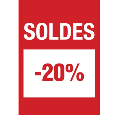 Affiche Soldes -20% 21 x 29,7 cm - Affiche promo - Paquet de 10 - Affiches Soldes, Panneau soldes